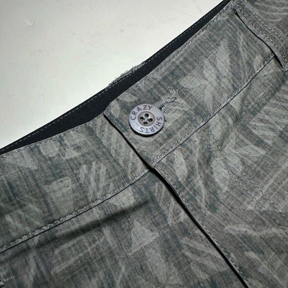 Crazy Shirts Hawaii Hybrid Shorts Mens Sz 32-33 Gray Geometric Coconut Polyester - Picture 3 of 10